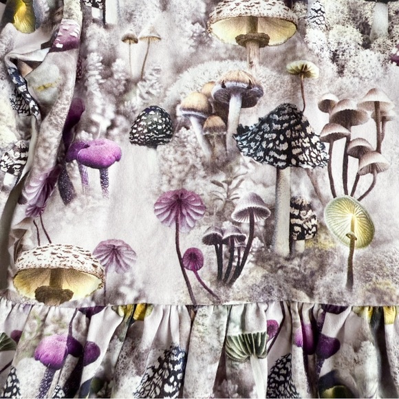 READ - Molo Enchanted Forest Mushroom Long Sleeve Peplum Top Girls sz 122 (US 7) - Picture 9 of 14